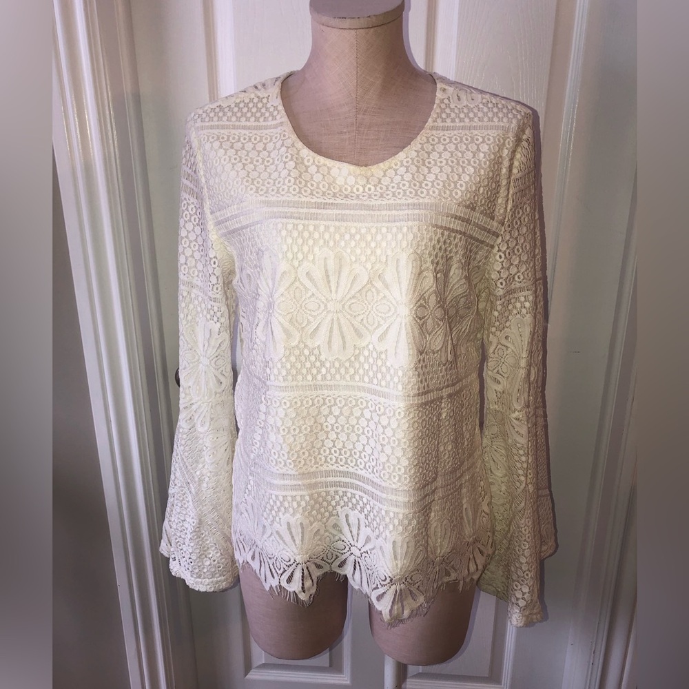 Luna Moon Chic White Lace Blouse